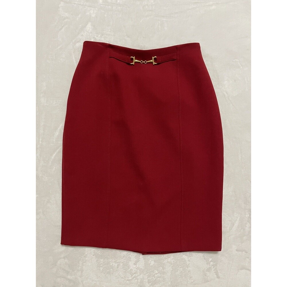Marks Spencer St Michael Polyester Wool Blend Red Skirt UK 12 / US 8 Career